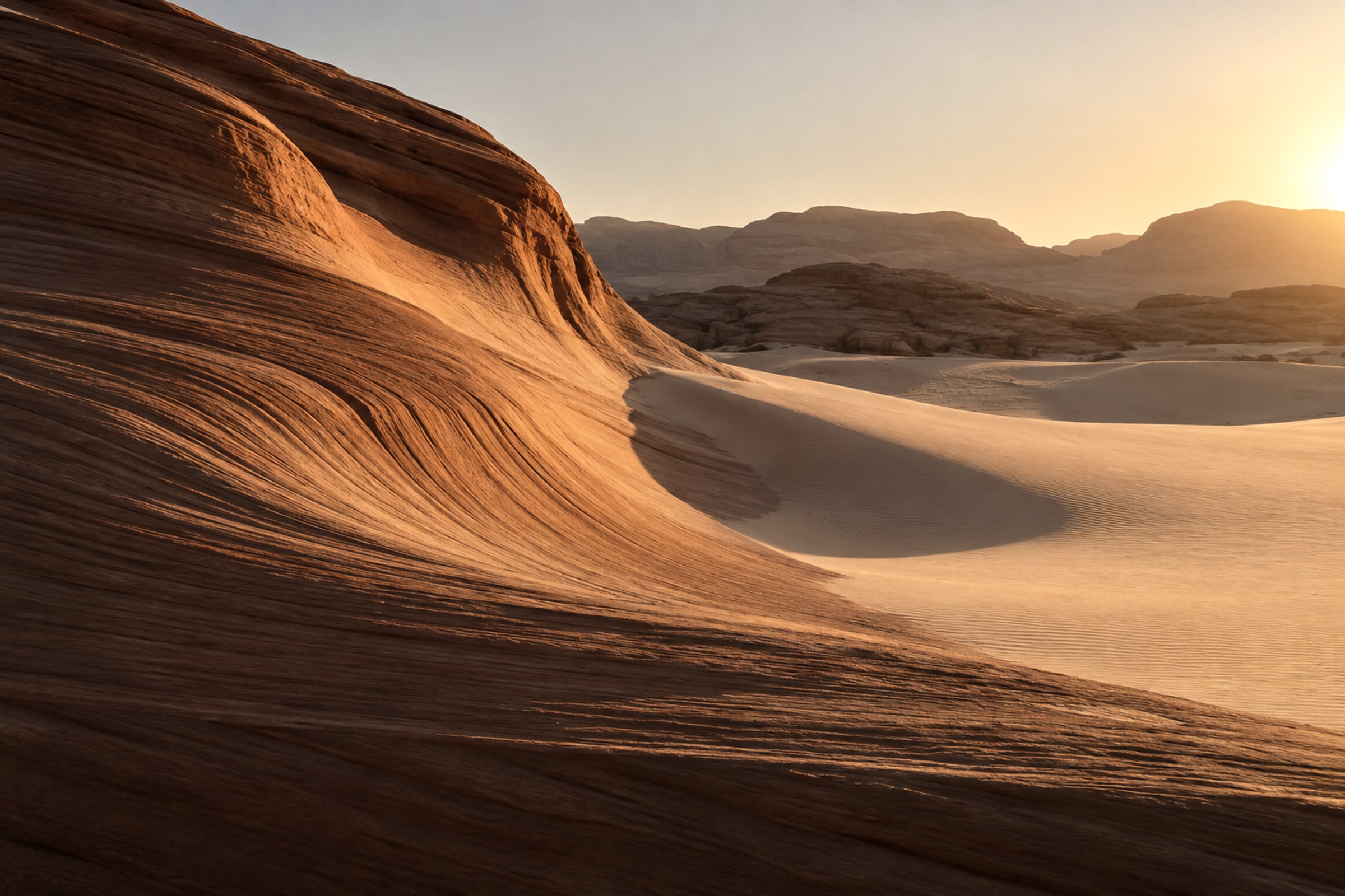 Low sun on a sandstone desert ridge in the frames colour grade.