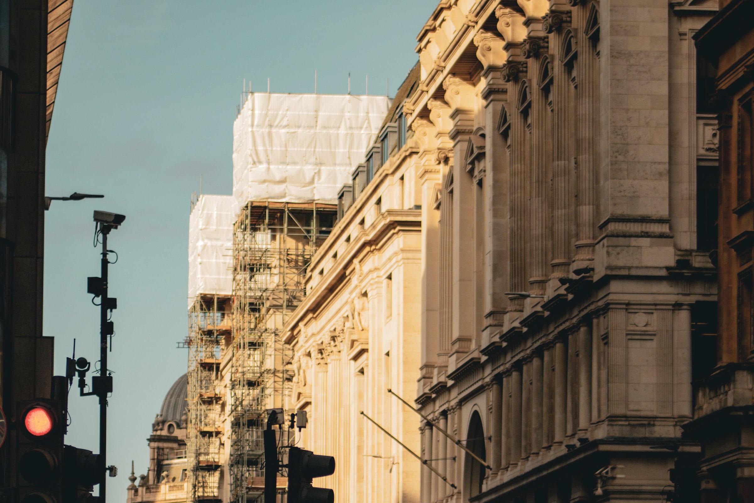 London street architecture in the original colour grade.