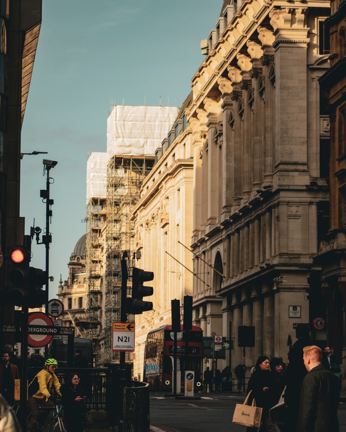 London street architecture in the original colour grade.